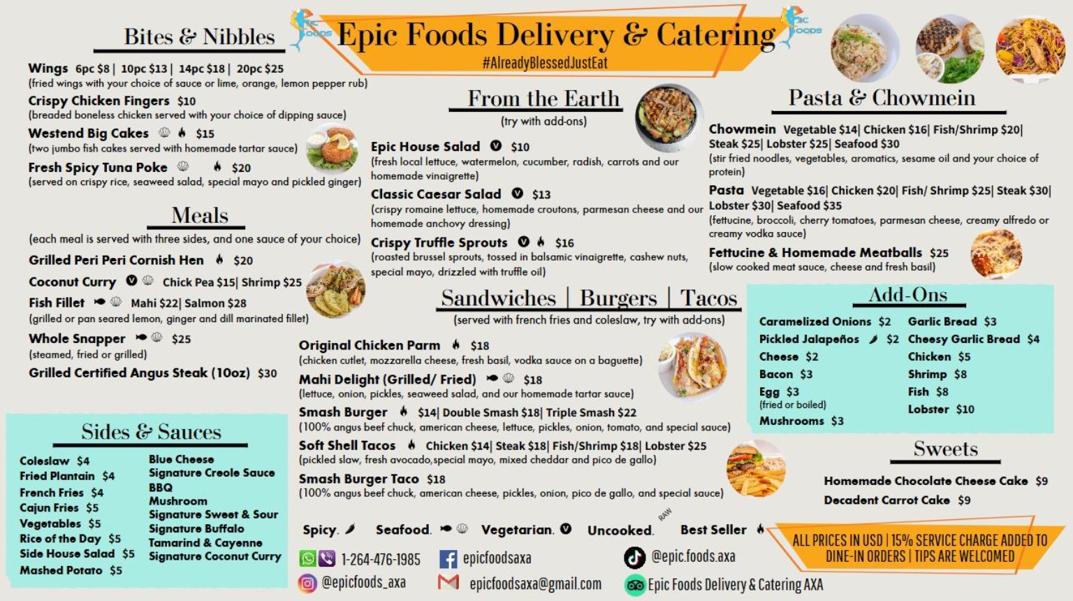 Epic Foods official menu